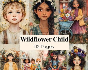 Wildflower Child Junk Journal Kit Floral Papers Colorful Ephemera Botanical Journaling Cottagecore Printable Journal Pages