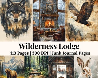 Wildnis Junk Journal Kit, Wald Scrapbook Papier, Wald Natur druckbare Berg Collage Sheet, Vintage Ephemera