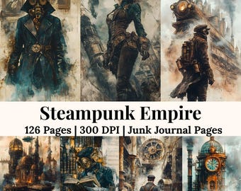 Steampunk Junk Journal Kit Industrie Ephemera Mechanische Kunst Steampunk Collage Druckbare Papiere Fantasy Scrapbook