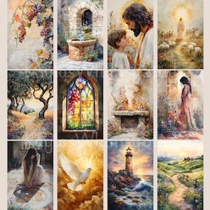 Diario de la fe de Jesús, kit imprimible de diario bíblico cristiano, papeles cristianos con acuarela de Jesús, diario de la iglesia de la Pasión de Cristo imagen 6