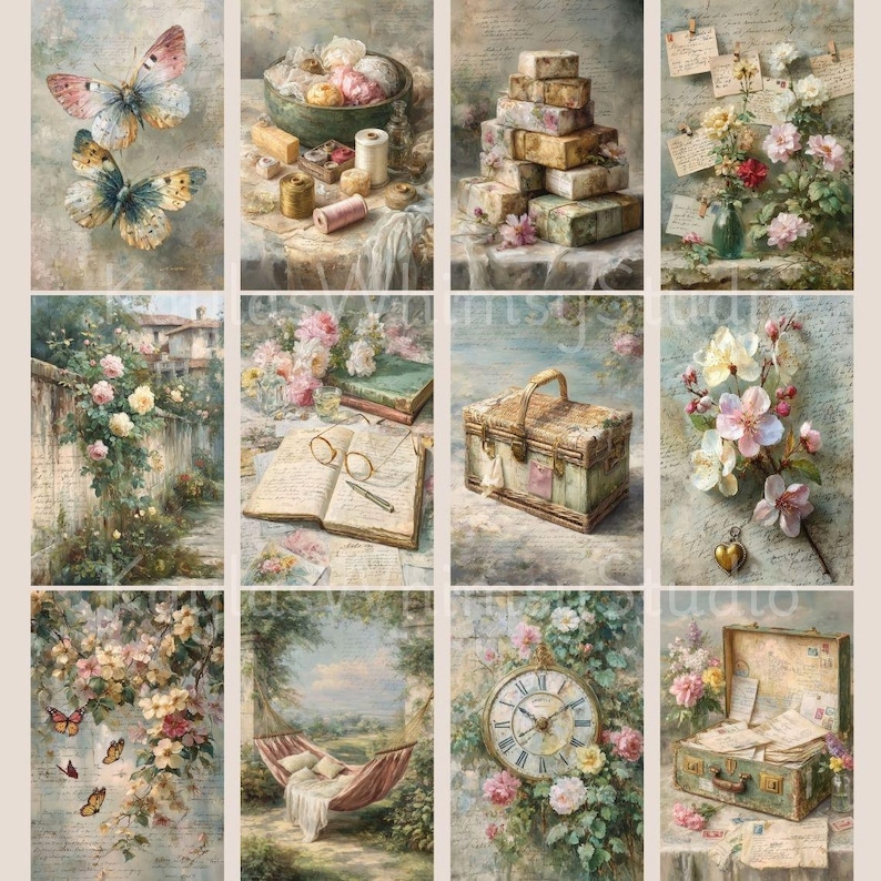 Shabby Chic Floral Rose Junk Journal Kit Vintage Style Flower Journal ...