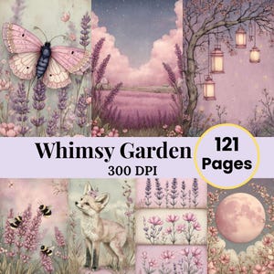 Whimsy Garden Journal Scrap Pack Shabby Chic Floral Junk Journal Storybook Art Style Blumenseiten Printable Kräuter Frühling Seiten