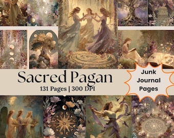 Sacred Pagan Junk Journal Pages Mystic Moon Printable Page Mystic Digital Scrapbook Paper Kit Celestial Collage Sheet Junk Journal Supply