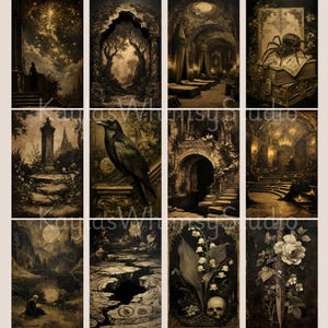 Dark Art Gothic Library Academia Journal Magic Wicca Grimoire Dark Academia Paper Gothic Printable Picture Collage Scrap Pack Gothic Journal image 7