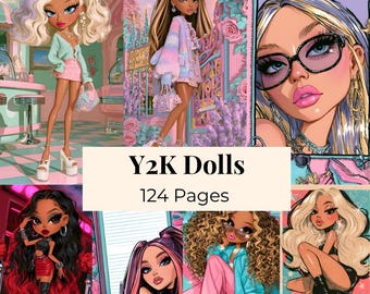 Y2K Doll Junk Journal Kit Fashion Paper Dolls Printable Doll Dress 2000s Girl Ephemera Retro Scrapbook Digital Papers