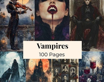 Vampire Printable Junk Journal Kit, Gothic Ephemera Halloween Journal Pages, Dark Academia Digital Paper, Victorian Vampire Journal Supplies
