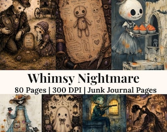 Whimsy Nightmare Gothic Junk Journal Kit Victorian Gothic Collage Papiere Horror Ephemera Vintage druckbare Seiten