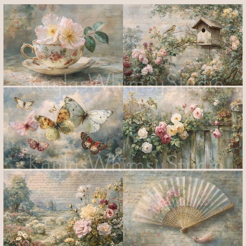 Printable Shabby Chic Floral Junk Journal Kit Vintage Style Flower ...