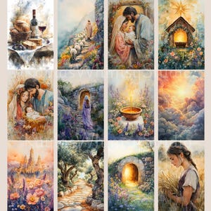 Diario de la fe de Jesús, kit imprimible de diario bíblico cristiano, papeles cristianos con acuarela de Jesús, diario de la iglesia de la Pasión de Cristo imagen 9