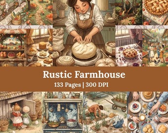 Rustieke boerderij kookboek afdrukbare boerderij ongewenste dagboekpagina kookcollage digitaal papier vintage Ephemera rustiek plakboek Kit