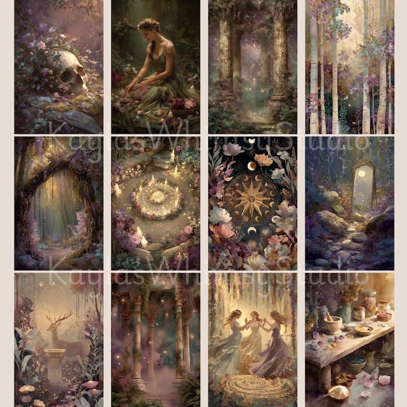 Sacred Pagan Junk Journal Pages Mystic Moon Printable Page Mystic Digital Scrapbook Paper Kit Celestial Collage Sheet Junk Journal Supply