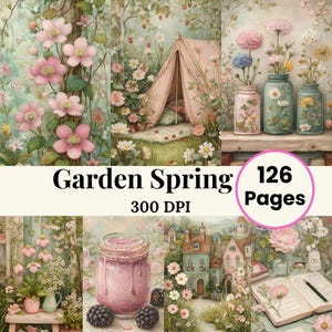Utskrivbara trädgårdssidor för våren, Hemlig trädgård, Ephemera, Wildflower Journal, Shabby Chic Cottagecore Journal, Vårpapper, Sommarskräpjournal