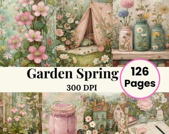 Spring Printable Garden Pages Secret Garden Ephemera Wildflower Journal Shabby Chic Cottagecore Journal Spring Paper Summer Junk Journal