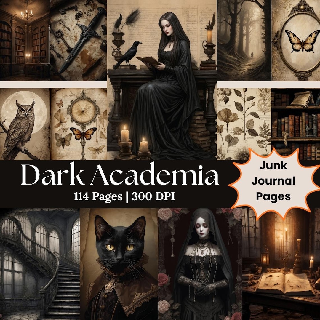 Dark Academia Junk Journal Page, Magic Wicca Grimoire Scrapbook Paper ...
