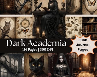 Dark Academia Junk Journal Page, Magic Wicca Grimoire Scrapbook Paper Dark Romantic Gothic Journal, Gothic Ephemera Printable Paper Pack