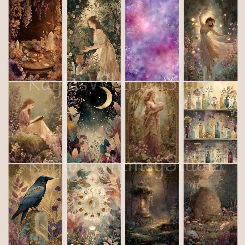 Sacred Pagan Junk Journal Pages Mystic Moon Printable Page Mystic Digital Scrapbook Paper Kit Celestial Collage Sheet Junk Journal Supply
