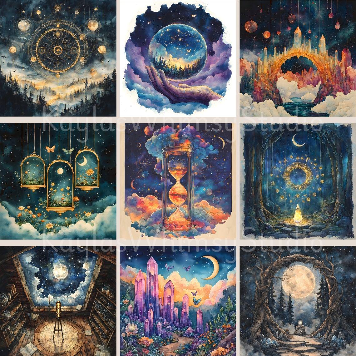 Printable Celestial Paper Pack, Moon Theme Celestial Ephemera, Star ...
