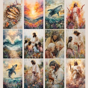 Diario de la fe de Jesús, kit imprimible de diario bíblico cristiano, papeles cristianos con acuarela de Jesús, diario de la iglesia de la Pasión de Cristo imagen 8