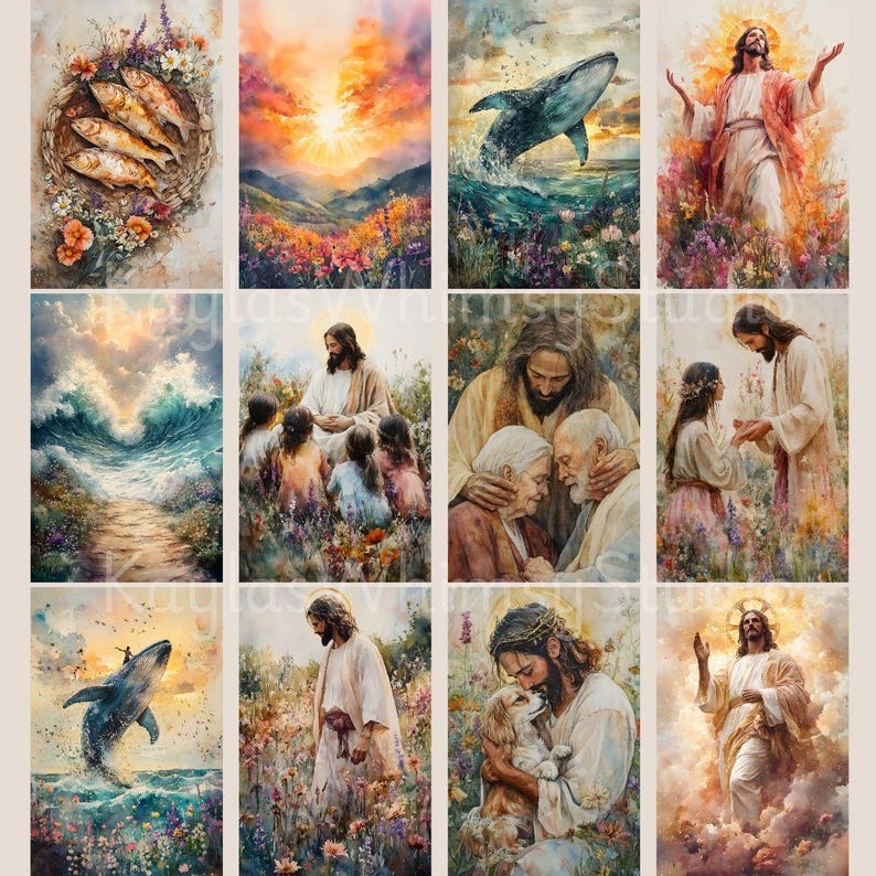 Diario de la fe de Jesús, kit imprimible de diario bíblico cristiano, papeles cristianos con acuarela de Jesús, diario de la iglesia de la Pasión de Cristo imagen 8
