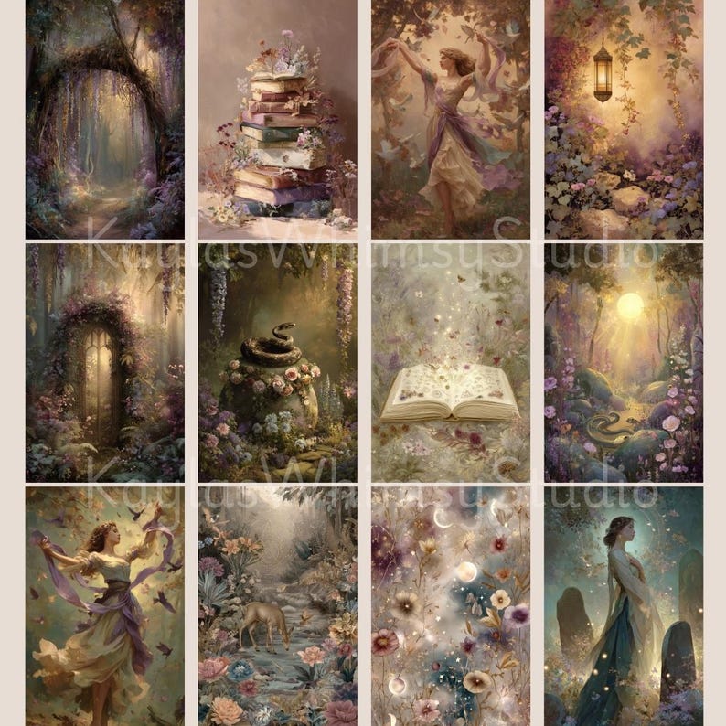 Sacred Pagan Junk Journal Pages Mystic Moon Printable Page Mystic Digital Scrapbook Paper Kit Celestial Collage Sheet Junk Journal Supply