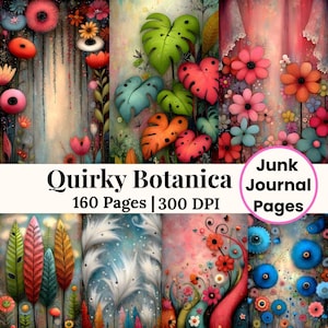 Whimsical Flower Journal Pages, Printable Floral Ephemera Pack, Botanical Collage Junk Journal Kit, Colourful Boho Floral Paper