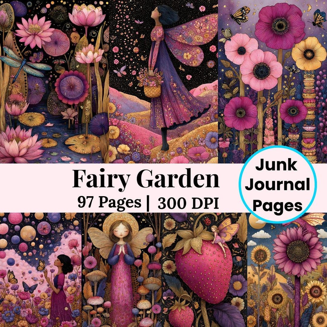 Fairy Garden Junk Journal Kit, Butterfly Printable Fairy Journal Papers ...
