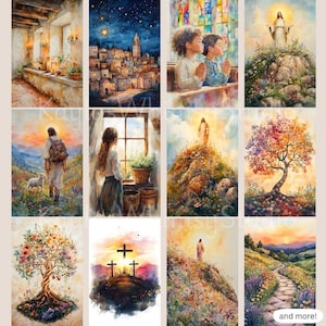 Diario de la fe de Jesús, kit imprimible de diario bíblico cristiano, papeles cristianos con acuarela de Jesús, diario de la iglesia de la Pasión de Cristo imagen 10