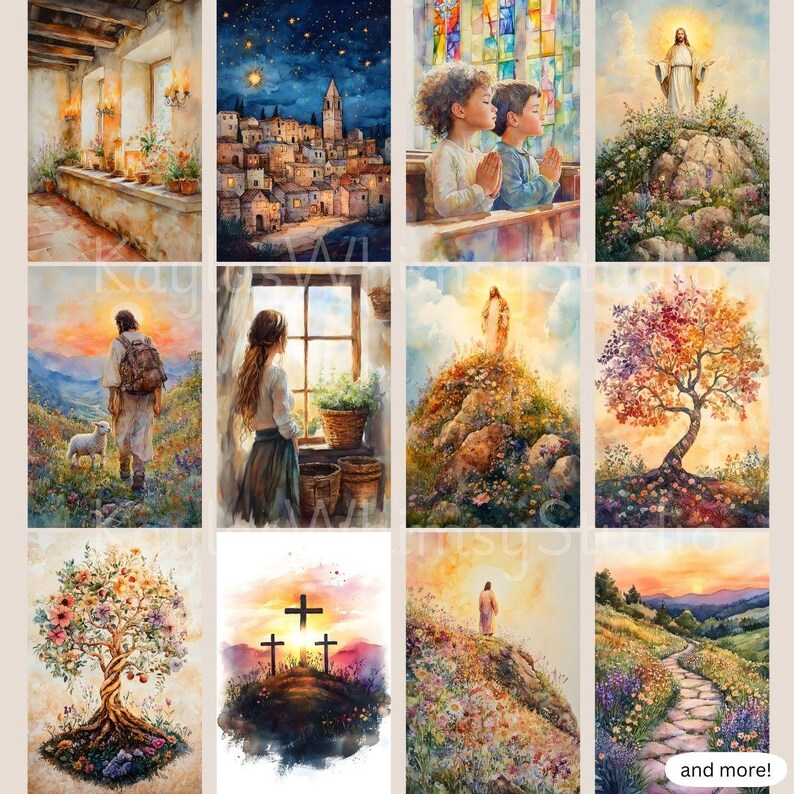 Diario de la fe de Jesús, kit imprimible de diario bíblico cristiano, papeles cristianos con acuarela de Jesús, diario de la iglesia de la Pasión de Cristo imagen 10