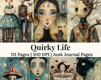 Schrullig Junk Journal Kit Skurril druckbare Collage Mixed Media Kunst Scrapbook Papiere Digitale Journal Seiten DIY Handwerk
