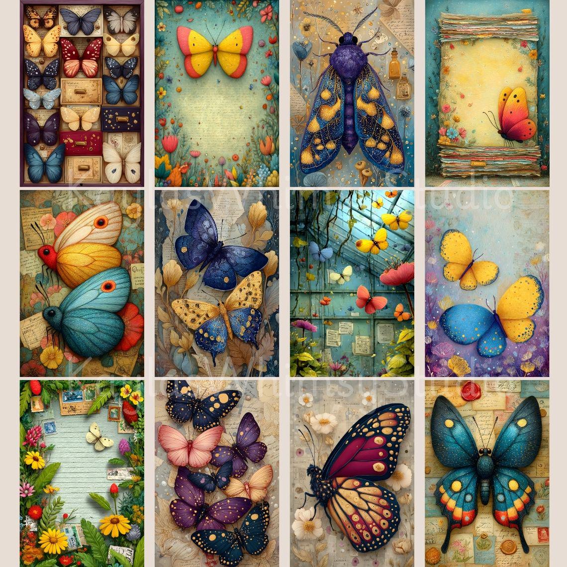 Butterfly Junk Journal Kit, Printable Floral Ephemera Scrapbook Paper ...
