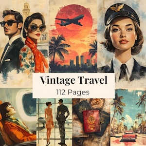 Vintage Travel Junk Journal Kit, Old Collage Travel Journal Pack,  Adventure Scrapbook Supplies, Travel Ephemera Craft Digital Kit