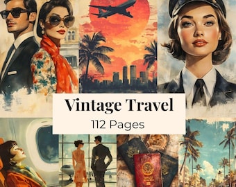 Vintage Travel Junk Journal Kit, Old Collage Travel Journal Pack,  Adventure Scrapbook Supplies, Travel Ephemera Craft Digital Kit