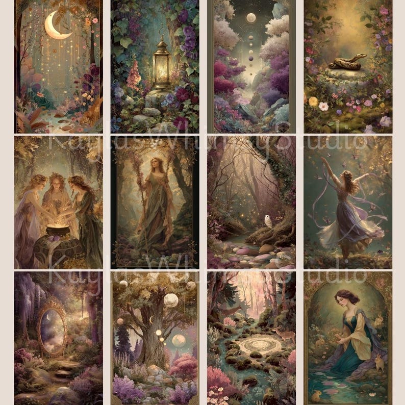 Sacred Pagan Junk Journal Pages Mystic Moon Printable Page Mystic Digital Scrapbook Paper Kit Celestial Collage Sheet Junk Journal Supply
