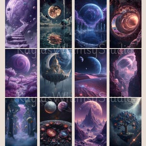 Himmlischen Mond Junk Journal Seiten Ephemera Mond Scrapbook Printables Cosmic Digital Paper Dreamscape Digital Papers Bild 7
