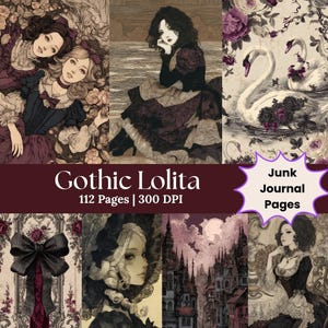 Gothic Digital Paper Junk Journal Kit Vintage Notebook Gothic Printable Victorian Scrapbook Supplies Neutral Ephemera Lined Journal Paper