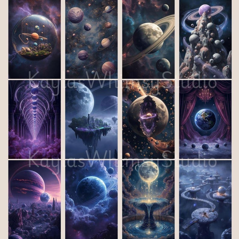 Himmlischen Mond Junk Journal Seiten Ephemera Mond Scrapbook Printables Cosmic Digital Paper Dreamscape Digital Papers Bild 8