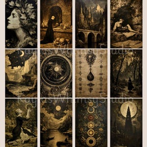 Dark Art Gothic Library Academia Journal Magic Wicca Grimoire Dark Academia Paper Gothic Printable Picture Collage Scrap Pack Gothic Journal image 3