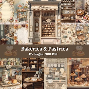 Bakning skräpjournal kit, mat skräpjournal, kock scrapbookpapper, efemera, matlagning skräpjournalsidor digital nedladdning vintage kök