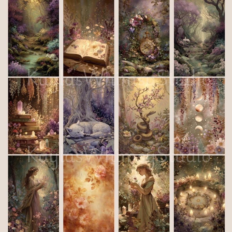 Sacred Pagan Junk Journal Pages Mystic Moon Printable Page Mystic Digital Scrapbook Paper Kit Celestial Collage Sheet Junk Journal Supply