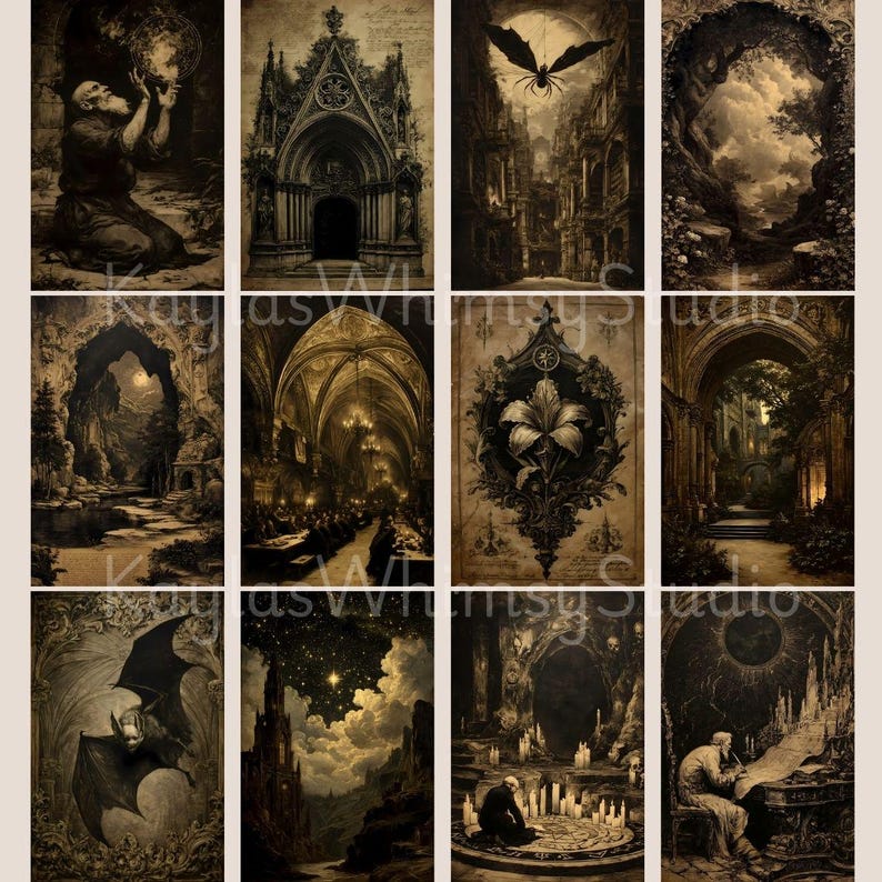 Dark Art Gothic Library Academia Journal Magic Wicca Grimoire Dark Academia Paper Gothic Printable Picture Collage Scrap Pack Gothic Journal image 6