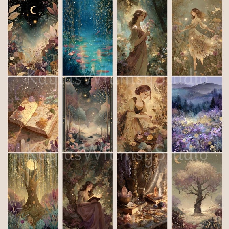 Sacred Pagan Junk Journal Pages Mystic Moon Printable Page Mystic Digital Scrapbook Paper Kit Celestial Collage Sheet Junk Journal Supply
