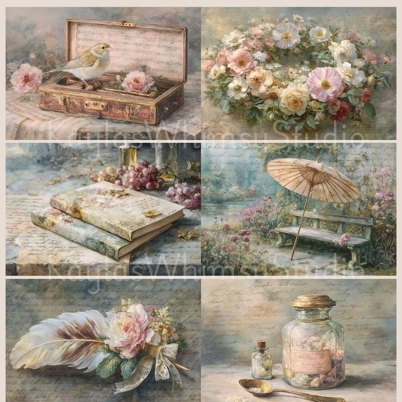 Printable Shabby Chic Floral Junk Journal Kit Vintage Style Flower ...
