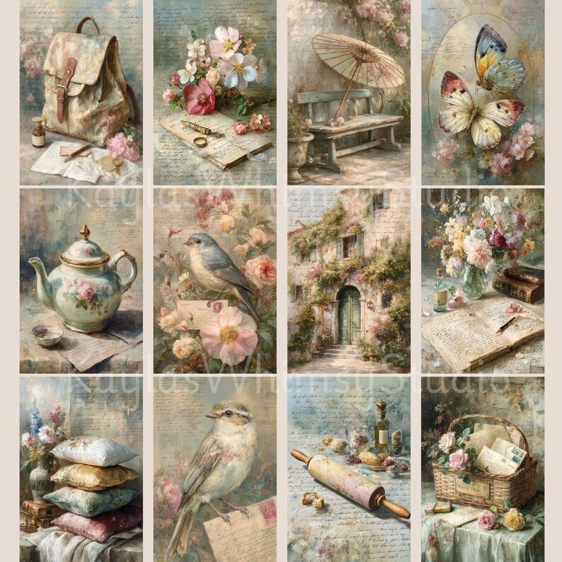 Shabby Chic Floral Rose Junk Journal Kit Vintage Style Flower Journal ...