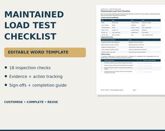 Maintained Load Test Checklist – Pile Load Testing QA/QC Template (Editable Word)