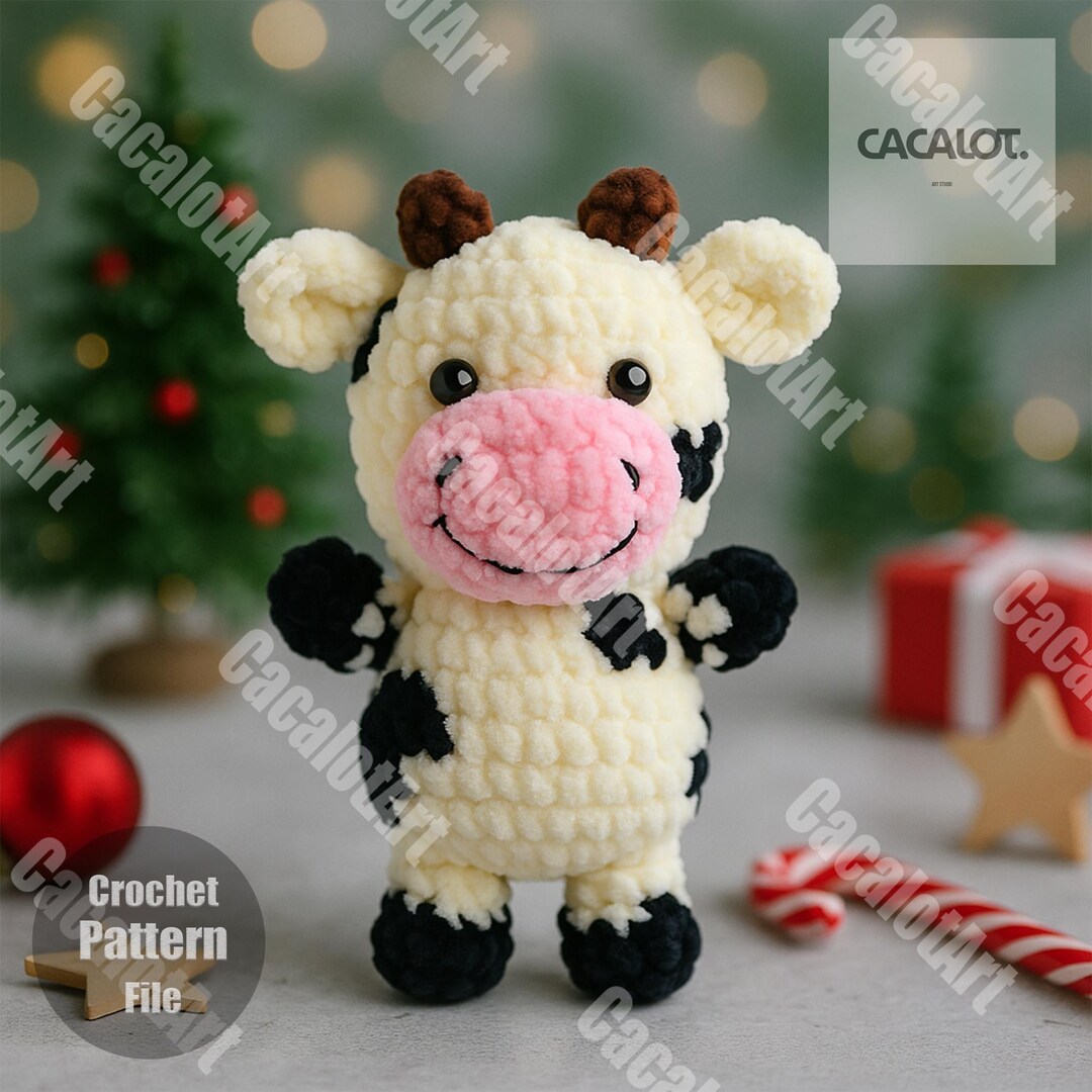Pattern Kmy Cow Crochet Pattern PDF – Amigurumi Plush Cow Toy, Cute Chunky Yarn ...