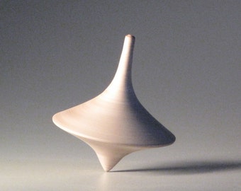 Funnel shaped spinning top - natural wood