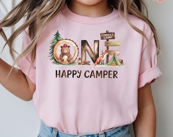 One Happy Camper Birthday Shirt, Camping 1st Birthday Sweatshirt for Birthday, Happy Camper 1st Birthday Match Family Gift Shirt