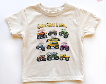 God Says I Am Toddler Boy T-shirt,  Cute Religious Kids Shirt, Boys Tractor Tee, Christian Kids Gift Shirt, Gift Tee