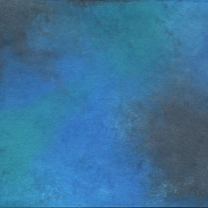 May include: Abstract watercolor background with a blend of blue, teal, and gray hues. The rectangular shape has rounded corners, creating a soft, artistic aesthetic. The color transitions suggest a textured, painted surface.