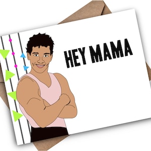 Salvado por la tarjeta de felicitación Bell AC Slater Hey Mama Retro 90s TV Gift